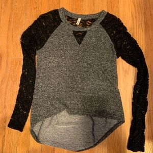 Grey and Black Lace Shirt